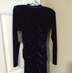 Marciano Guess bodycon blue velvet dress size xs with shoulder pads